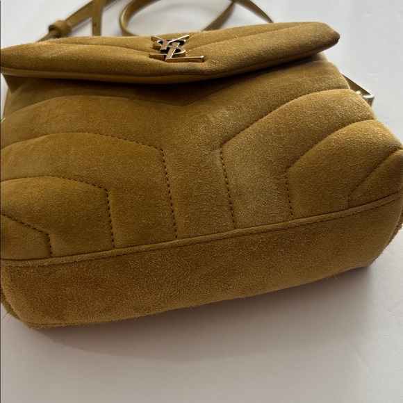 Yves Saint Laurent Mustard Suede Crossbody Bag - Picture 7 of 16